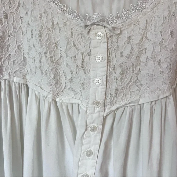 La Cera Plus Size 100% Cotton Lace Applique Gown Size 3XL Cottagecore - Picture 6 of 9